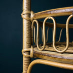 Vintage bamboo & rattan round service bar cart, Italy 1960s