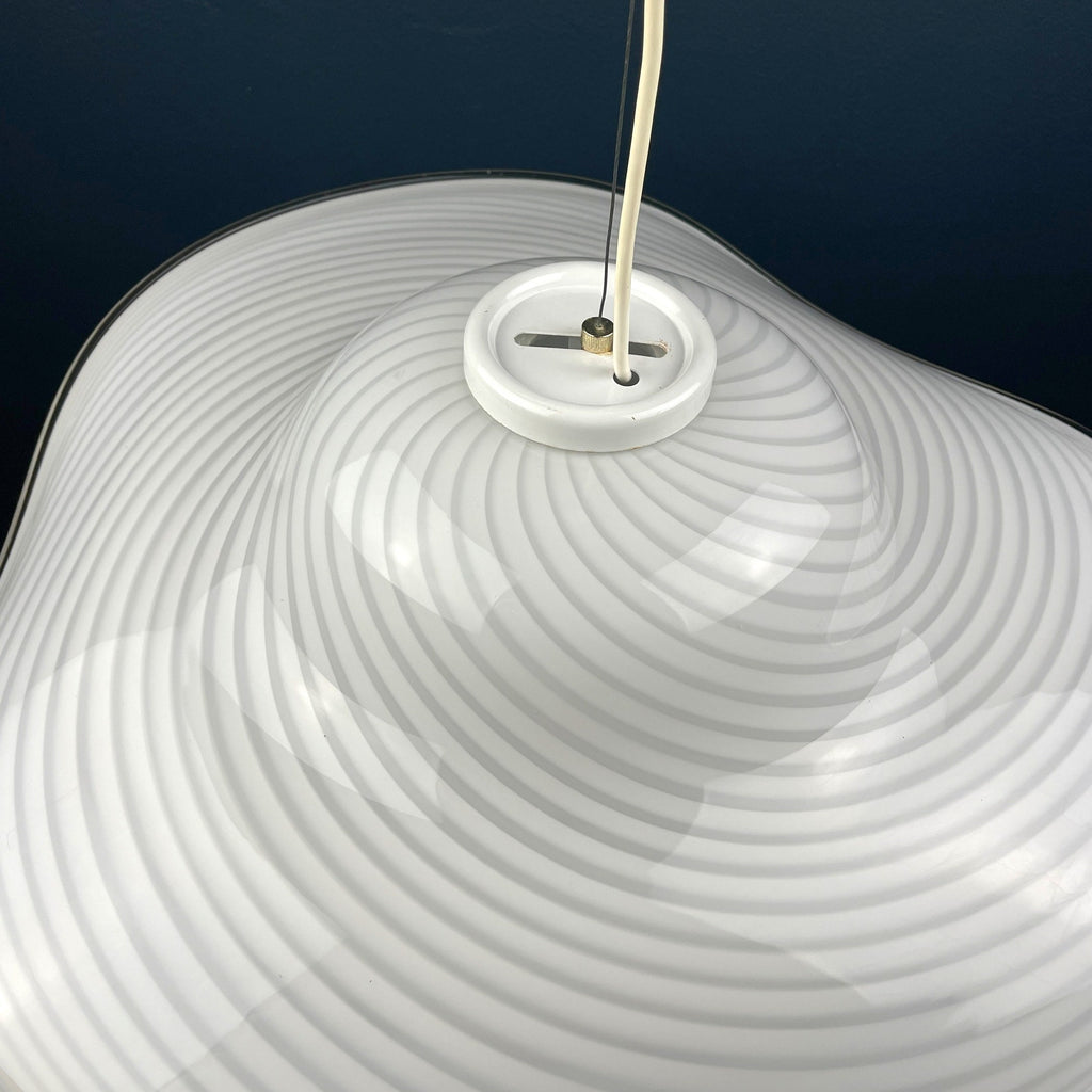 Vintage Swirl Murano Glass Chandelier - Italian Mid-Century Lighting
