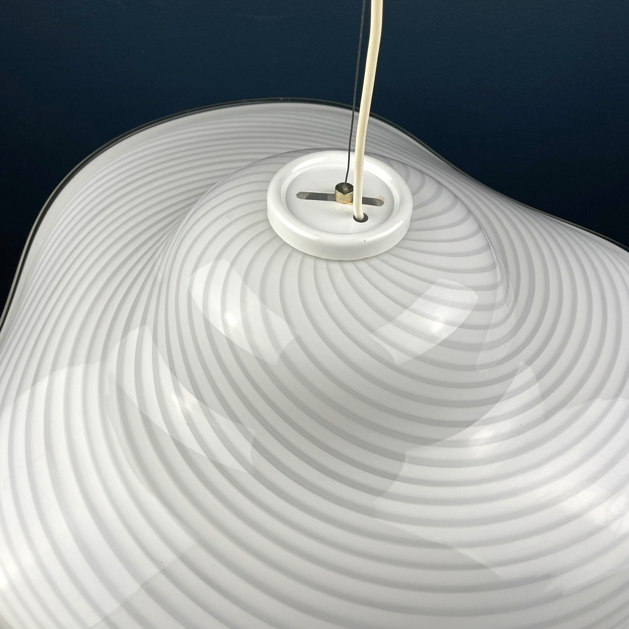 Vintage Swirl Murano Glass Chandelier - Italian Mid-Century Lighting