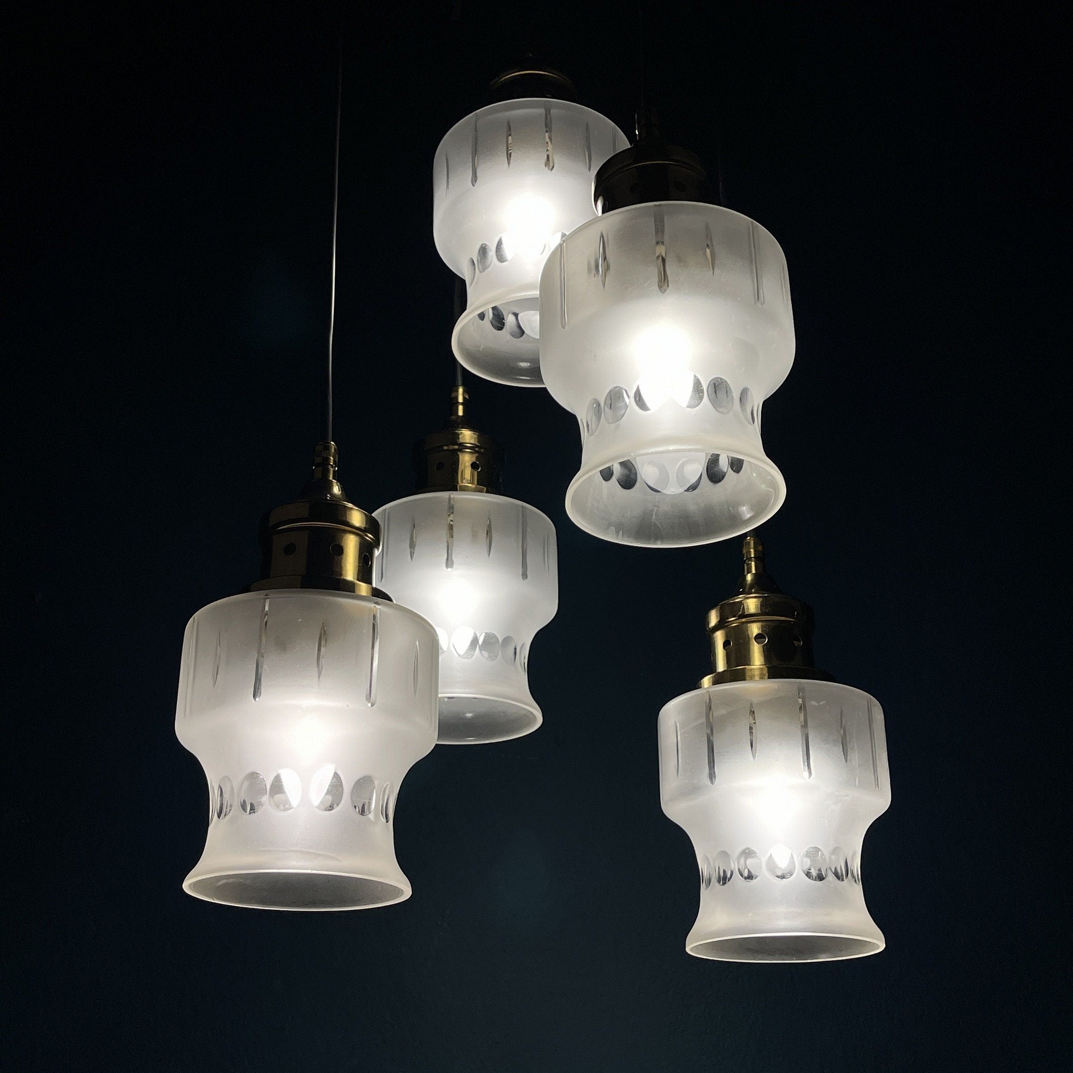 Mid-century cascade glass chandelier Italy 1970s Space Age Sputnik Vintage Pendant Light