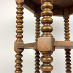 Antique Hexagonal Walnut Side Table, Italy, the Early 20th Century, Bobbin Turned Legs