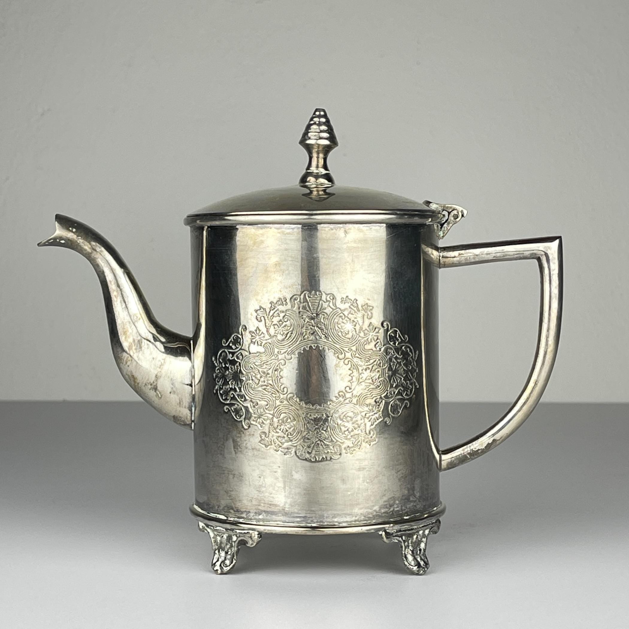 Vintage silver plated teapot and tray by Royal Sheffield, England, 1950s, Vintage home decor