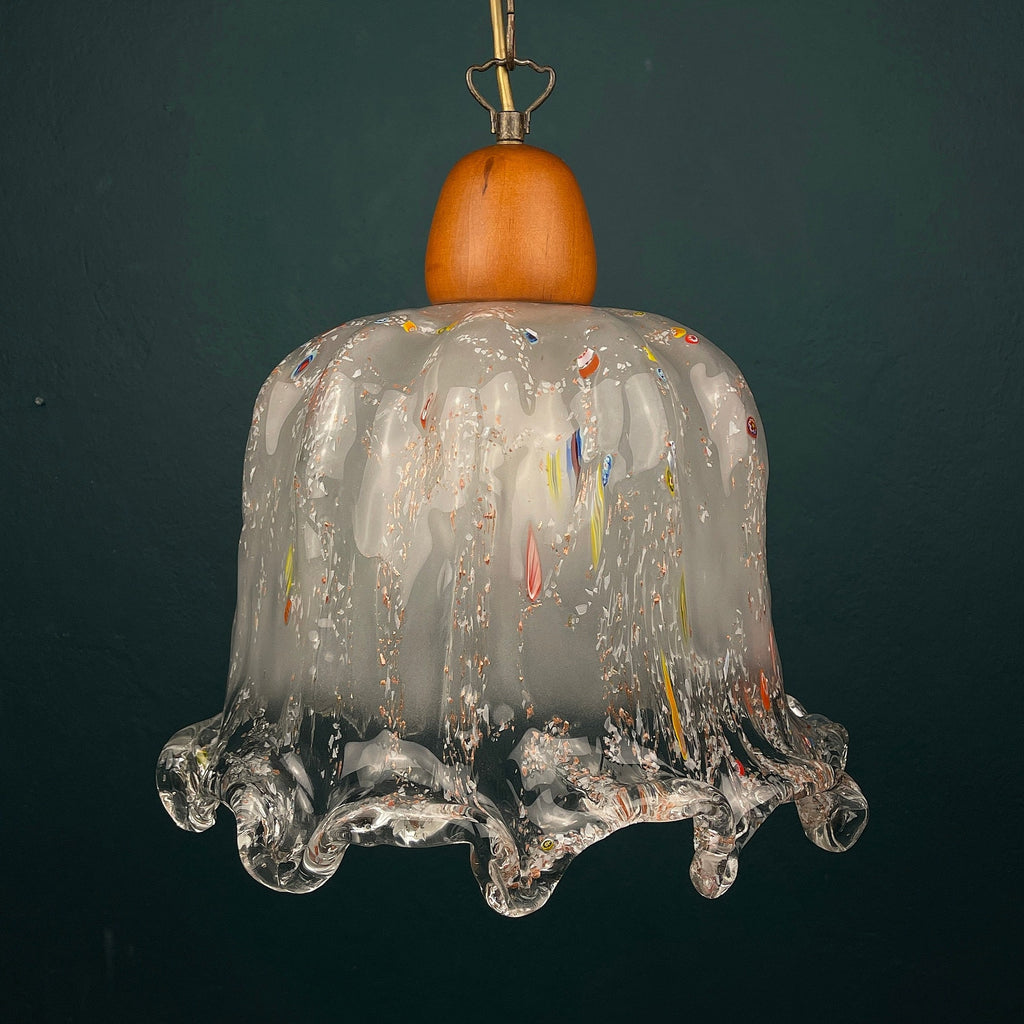 Vintage Murano Glass Pendant Lamp: Sylcom Italian Murrine Lighting