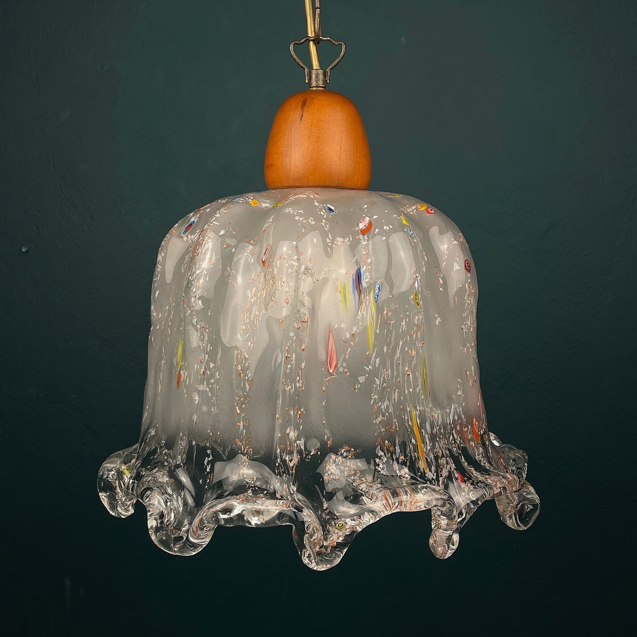 Vintage Murano Glass Pendant Lamp: Sylcom Italian Murrine Lighting