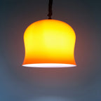 Vintage red glass pendant lamp Italy 1960s space age mid-century lighting