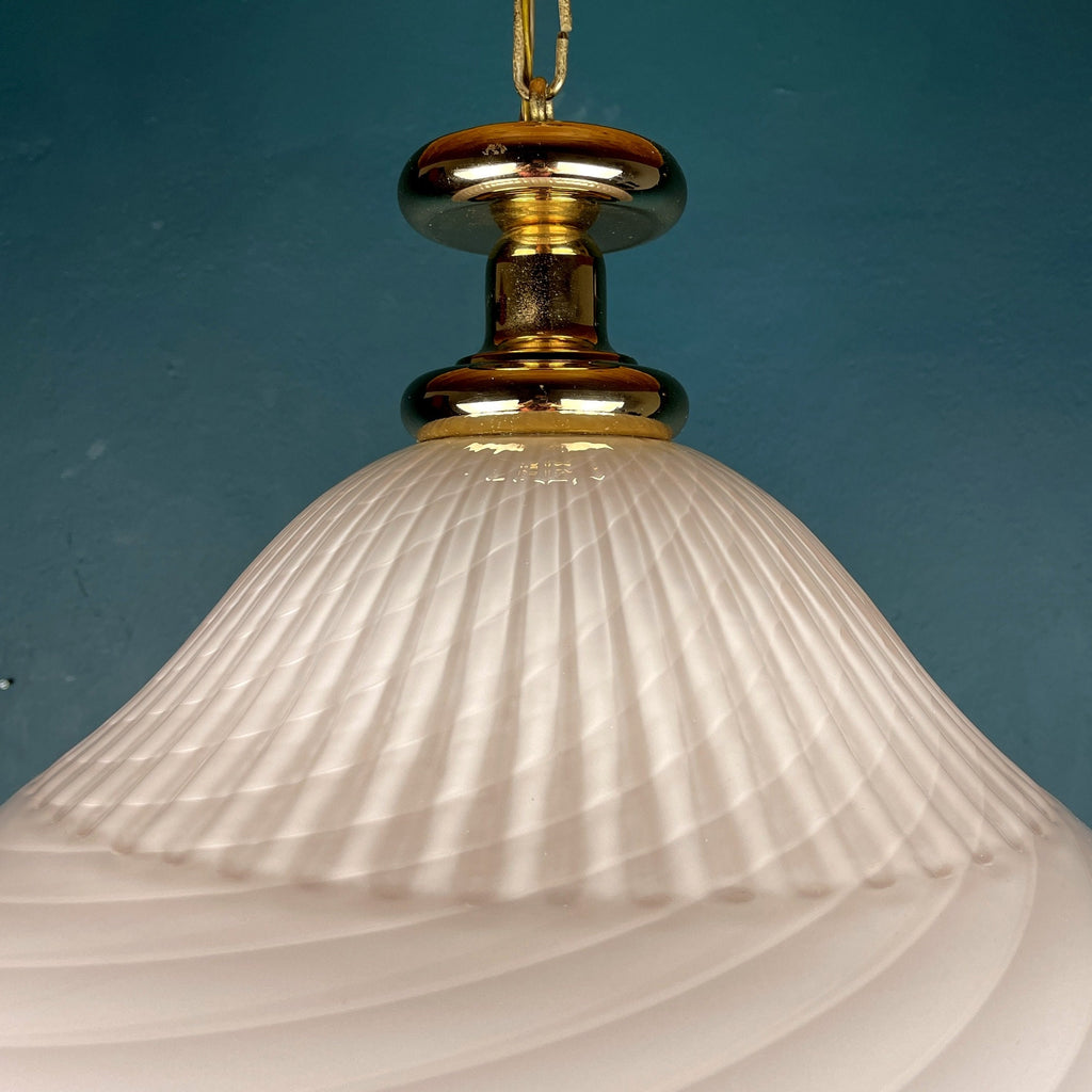 Vintage Murano Glass Pendant Lamp: Swirl Italian Lighting, 1970s