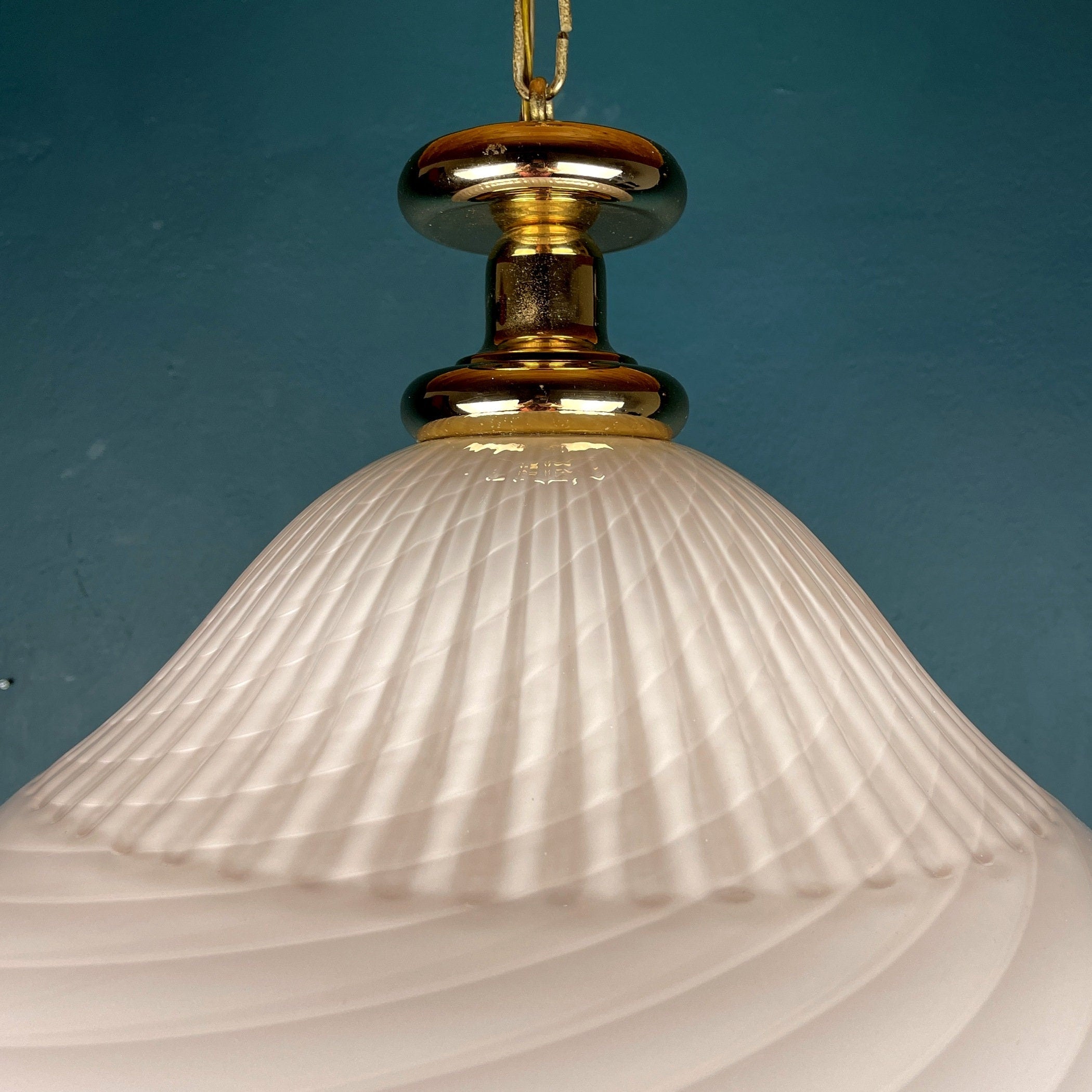 Vintage Murano Glass Pendant Lamp: Swirl Italian Lighting, 1970s