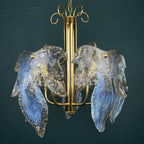 Vintage Murano Ice glass chandelier Italy 1970s Mid-century modern italian lighting