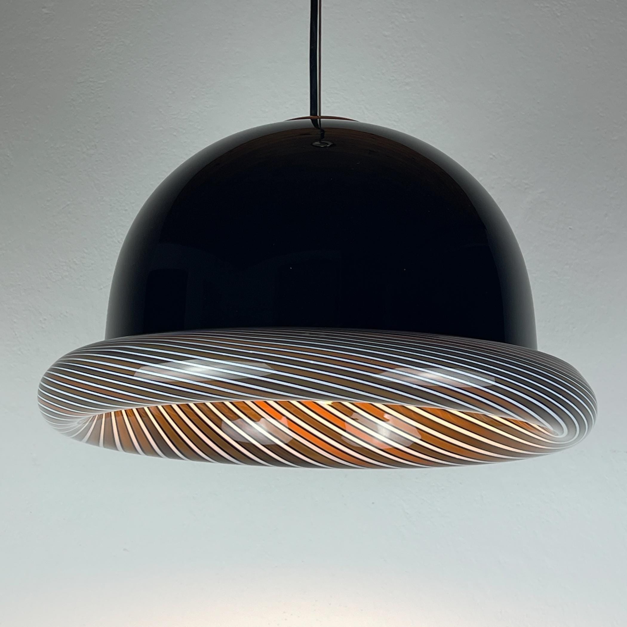Vintage Murano black pendant lamp, Italy 1960s