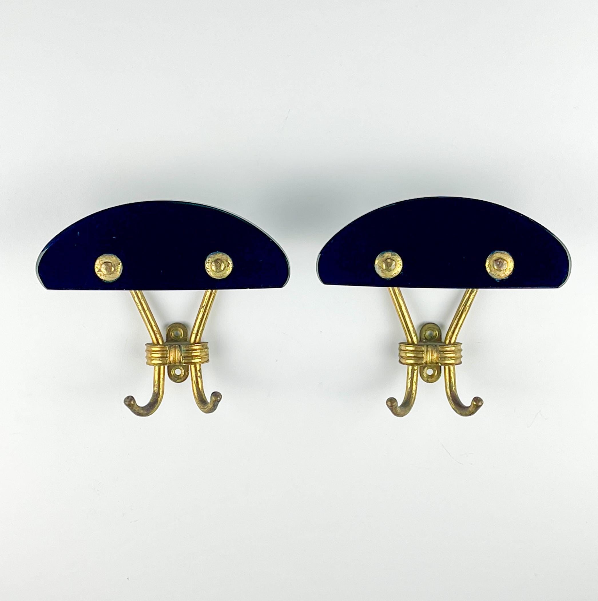 Vintage brass coats hook, Italy, 1950s, Set of 2, Vintage home decor
