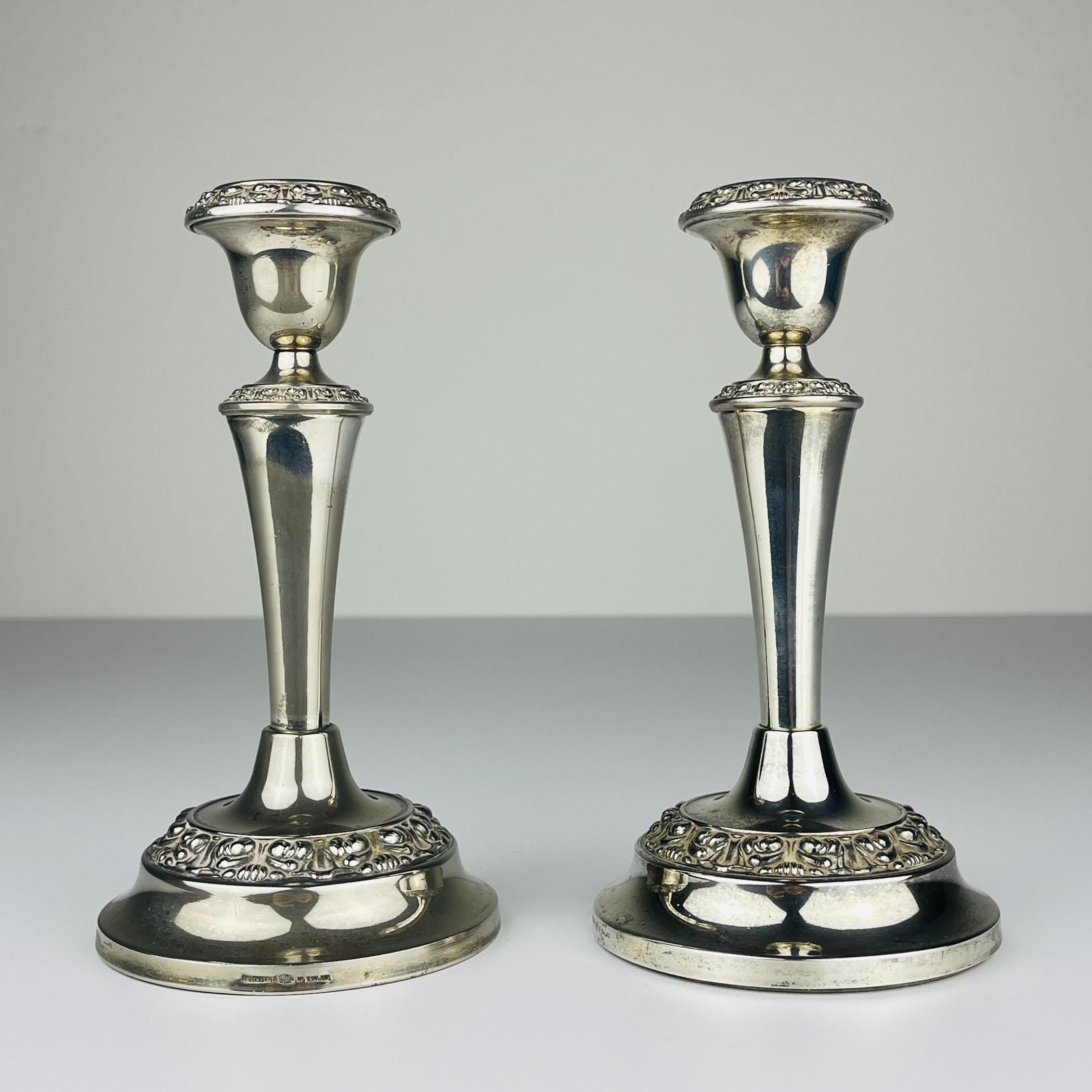 Original Silver Plate Candleholders by IANTHE, England, 1950s, Vintage home decor