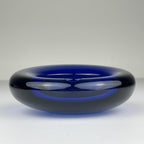 Original blue glass ashtray by Per Lütken for Holmegaard, Denmark, 1962
