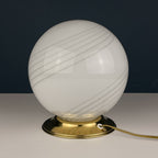 Vintage white murano table lamp Italy 1970s, Mid-century modern design