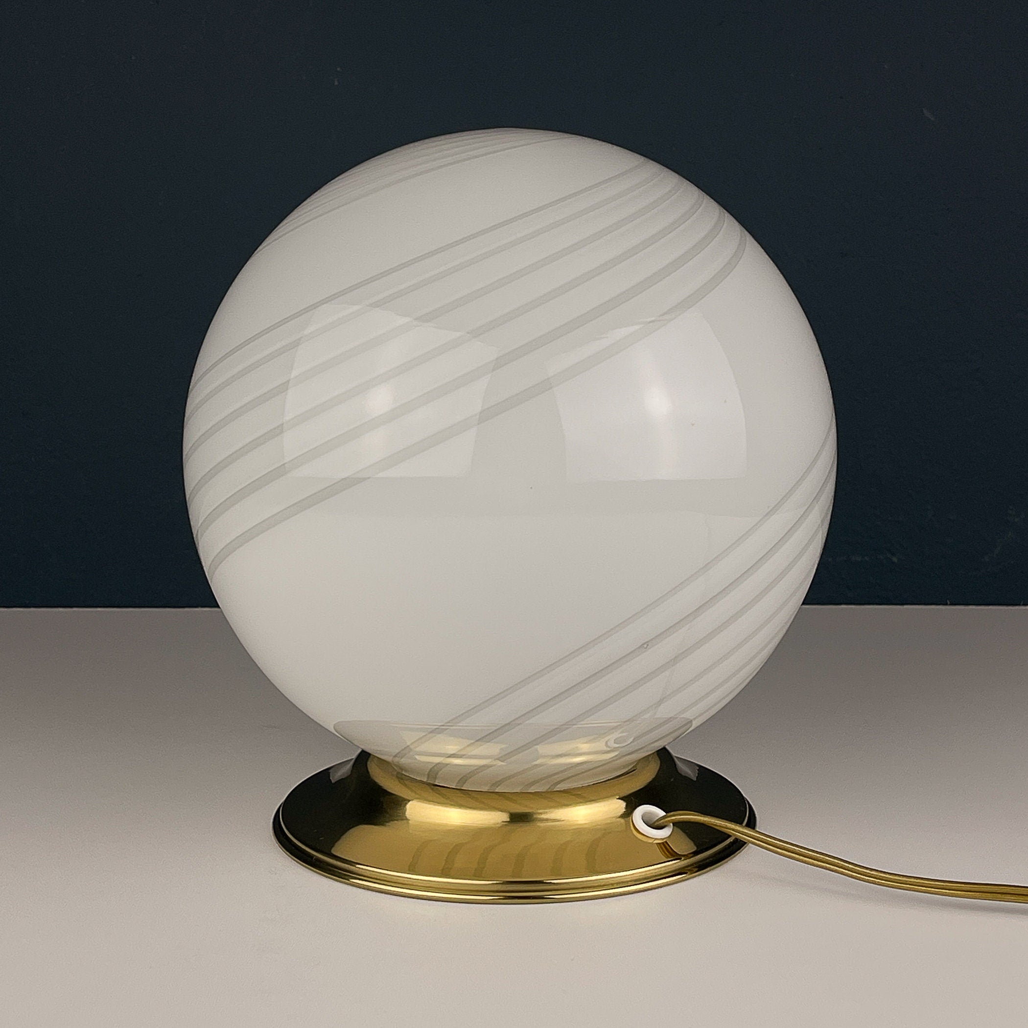 Vintage white murano table lamp Italy 1970s, Mid-century modern design