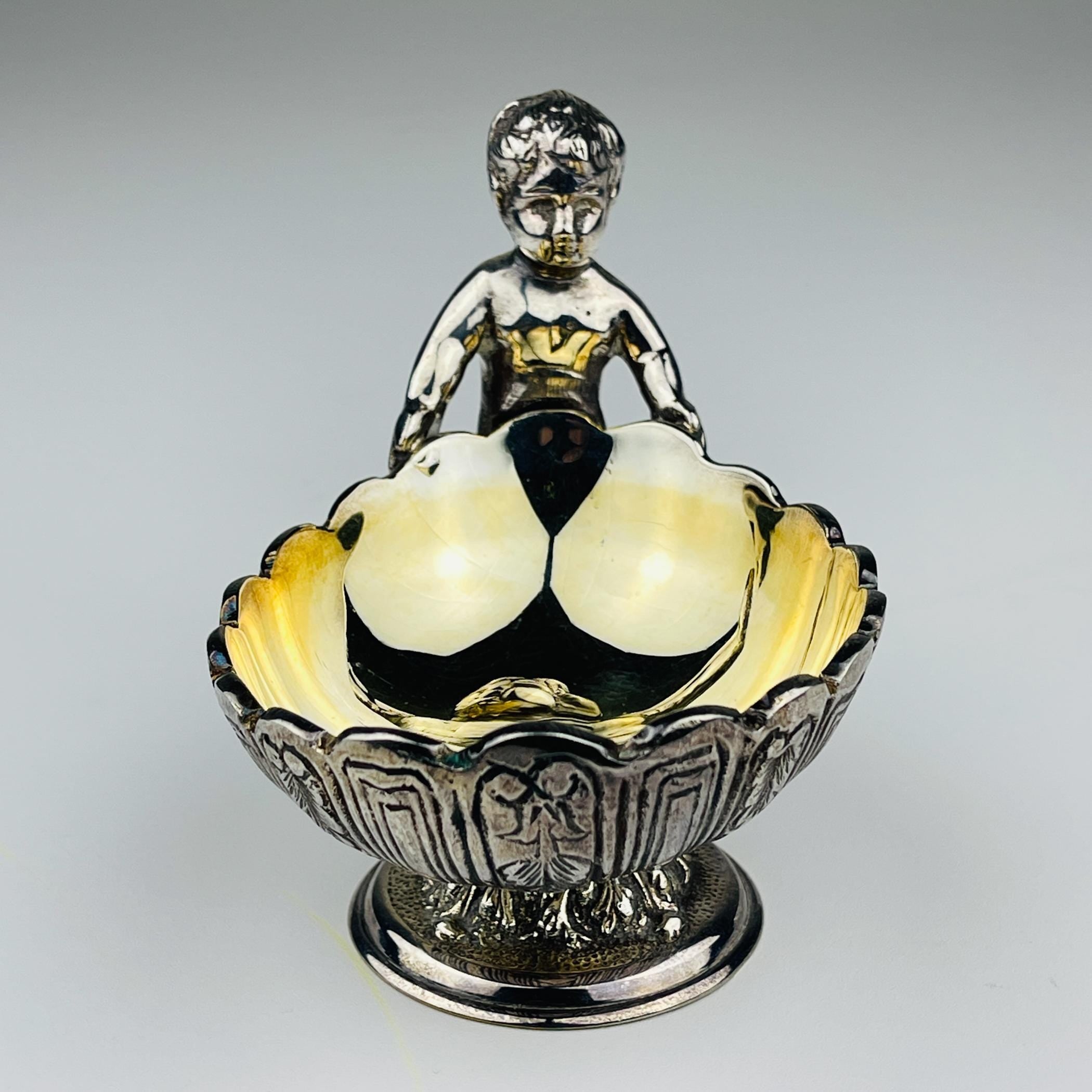 Vintage Silver-Plated Caviar Server with Spoon - Royal Family Sheffield Italy