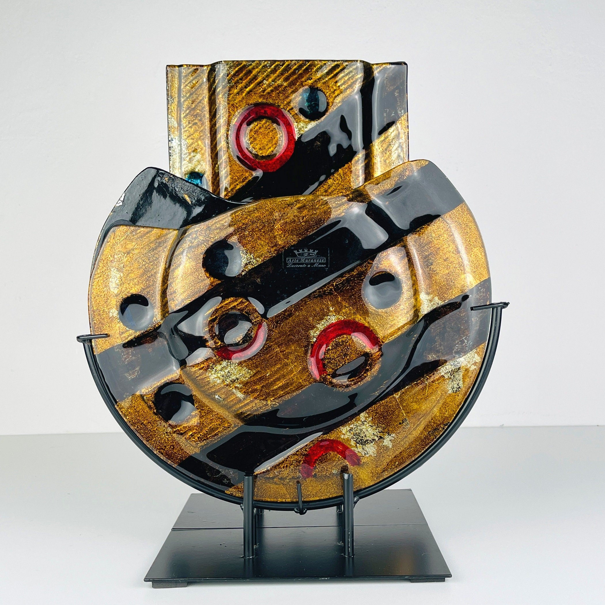 Arte Muranese Geometric Murano Glass Vases - Italian Home Decor - Set of 2