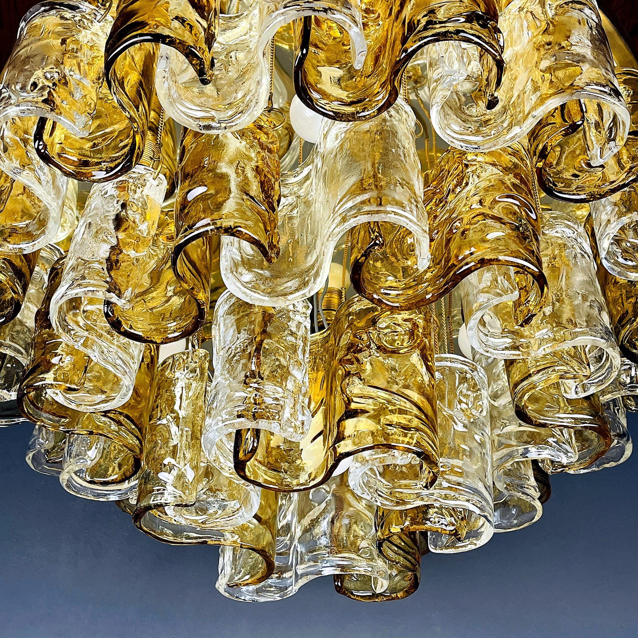 Murano chandelier by Mazzega Italy 1960s Mid-century modern italian lighting 36 murano glass plates
