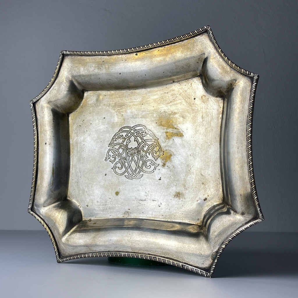 Antique silver plated tray by Queen Victoria Sheffield, England, 1900s