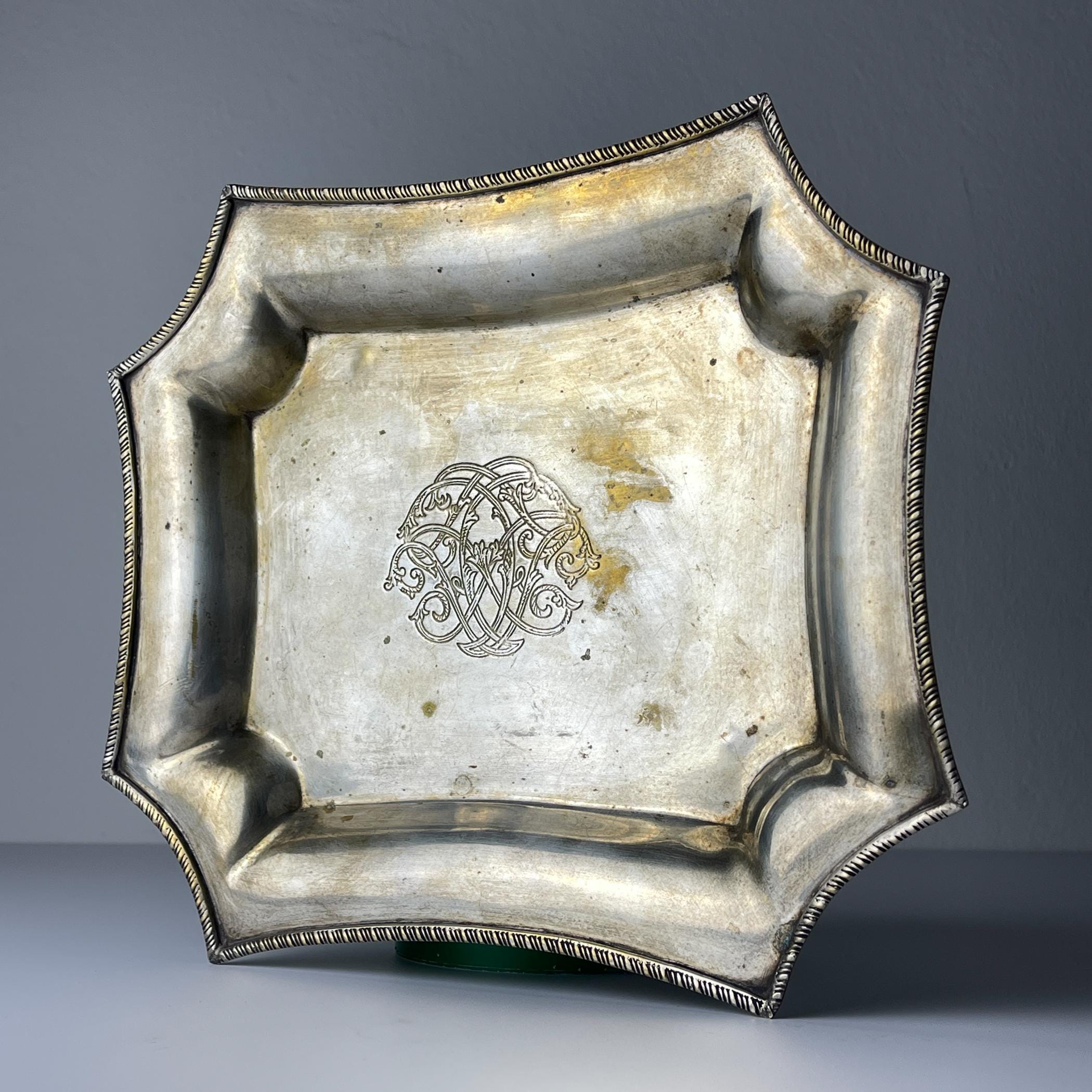 Antique silver plated tray by Queen Victoria Sheffield, England, 1900s