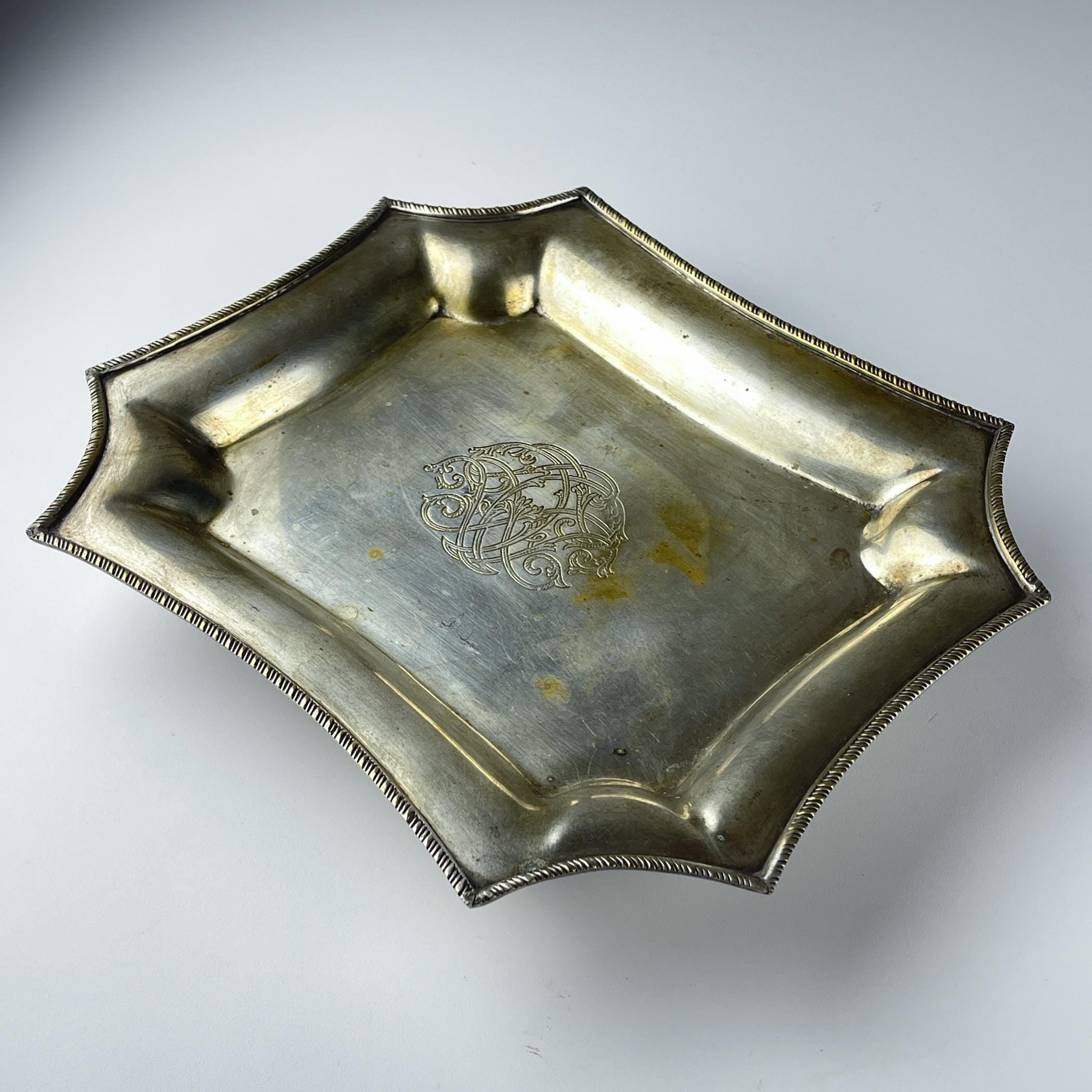 Antique silver plated tray by Queen Victoria Sheffield, England, 1900s