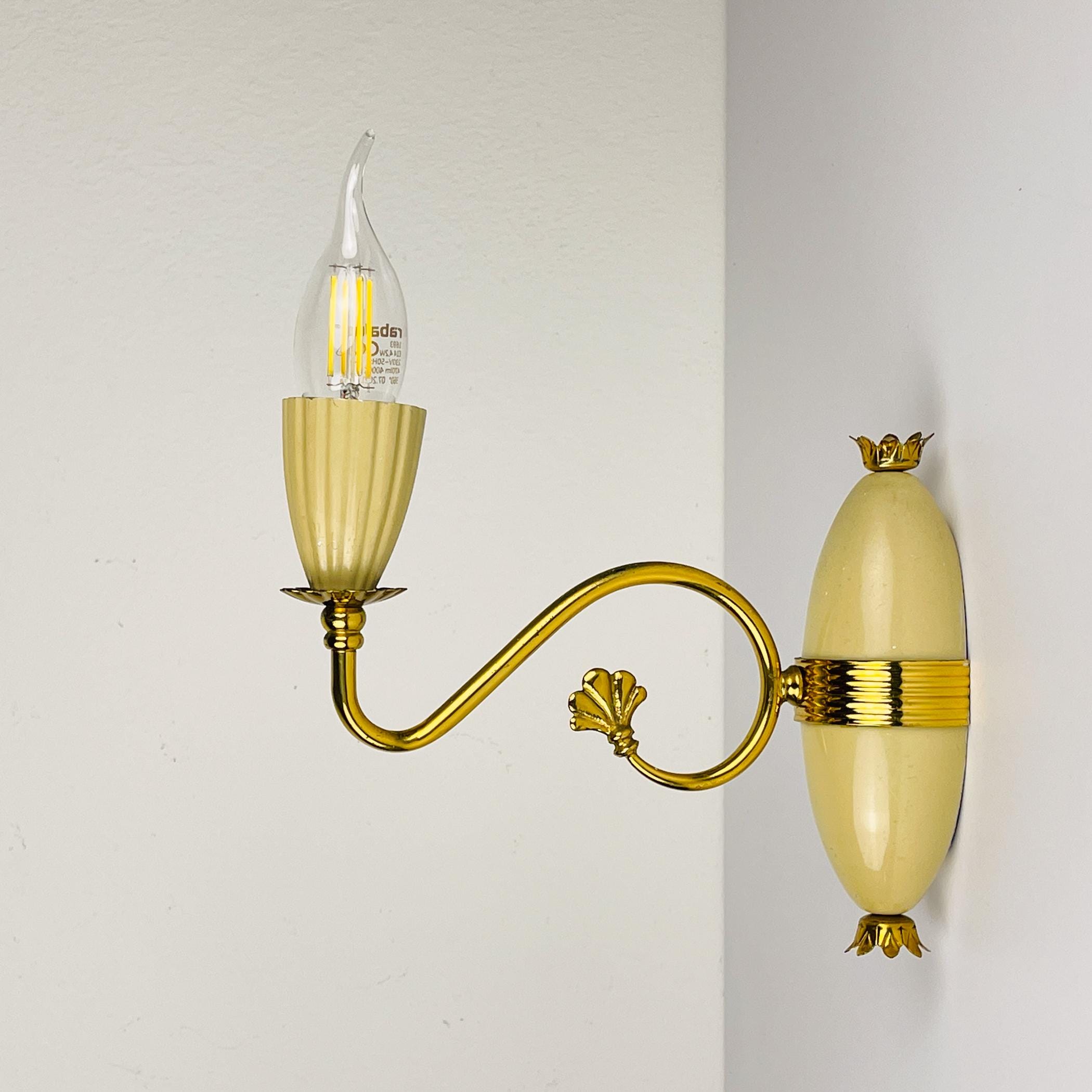 Vintage Brass Wall Sconces - Italian 1950s Home Decor - Set of 3
