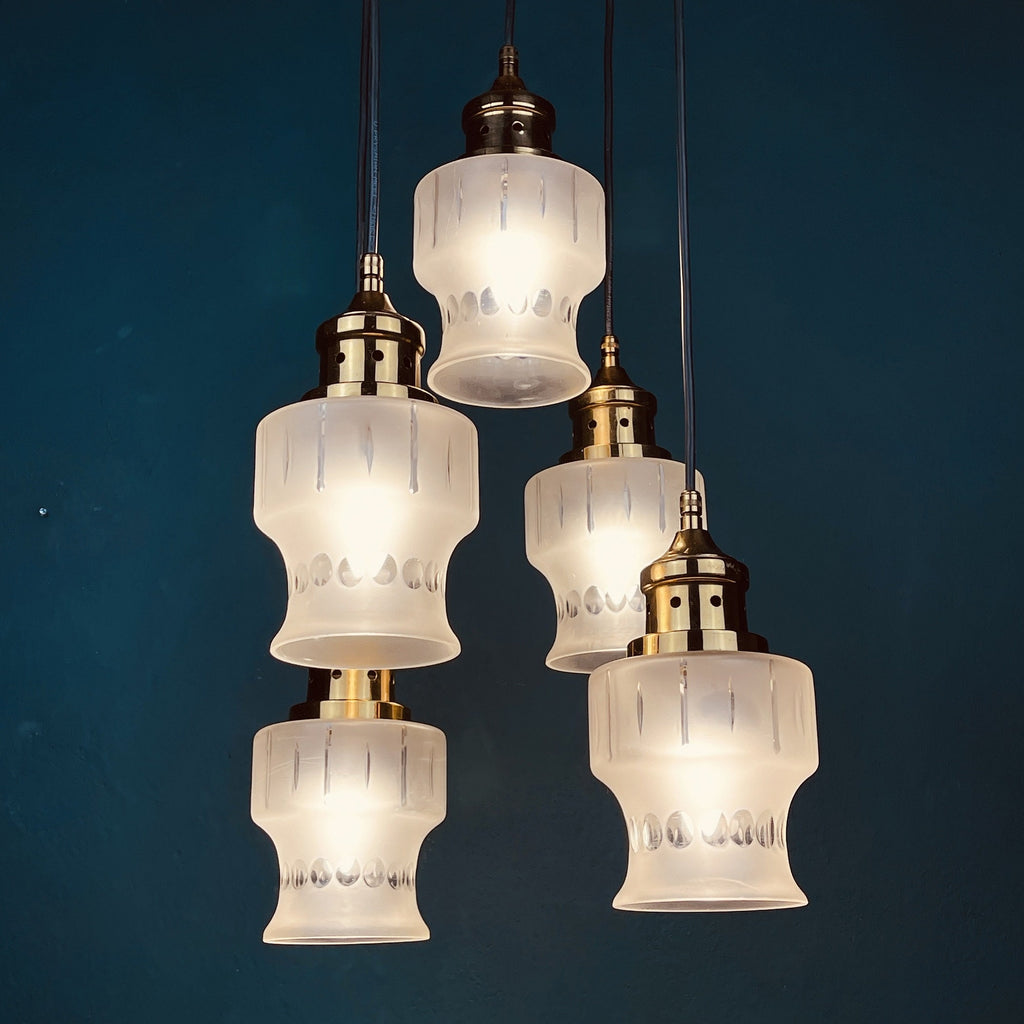 Mid-century cascade glass chandelier Italy 1970s Space Age Sputnik Vintage Pendant Light