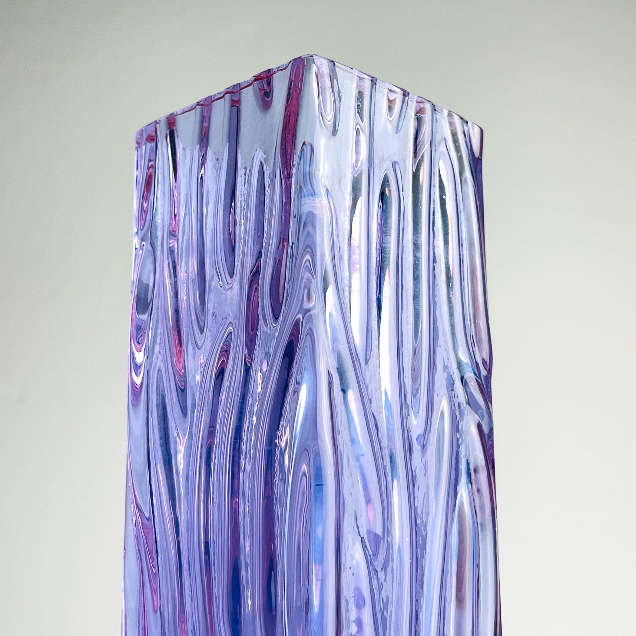 Vintage textured murano glass vase Tronchi, Italy 1970s