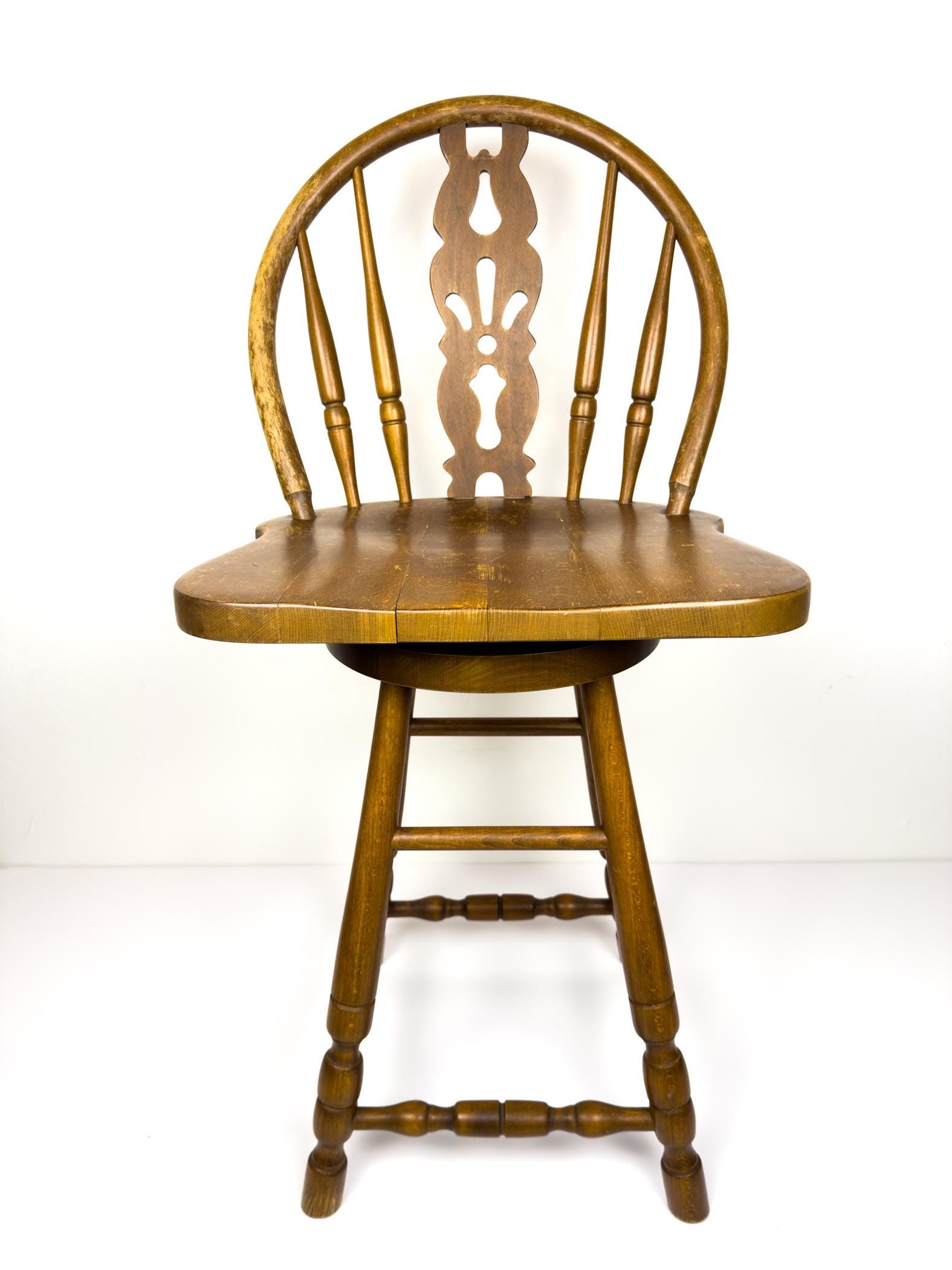Vintage wooden bar swivel chair, Slovenia 1992