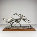 Vintage silver sculpture "Racing Greyhounds" by Angelo Schiavon, Italy 1960s