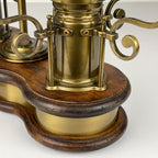 Vintage wooden and brass table lamp by Qvist & Co, Sweden 1970s