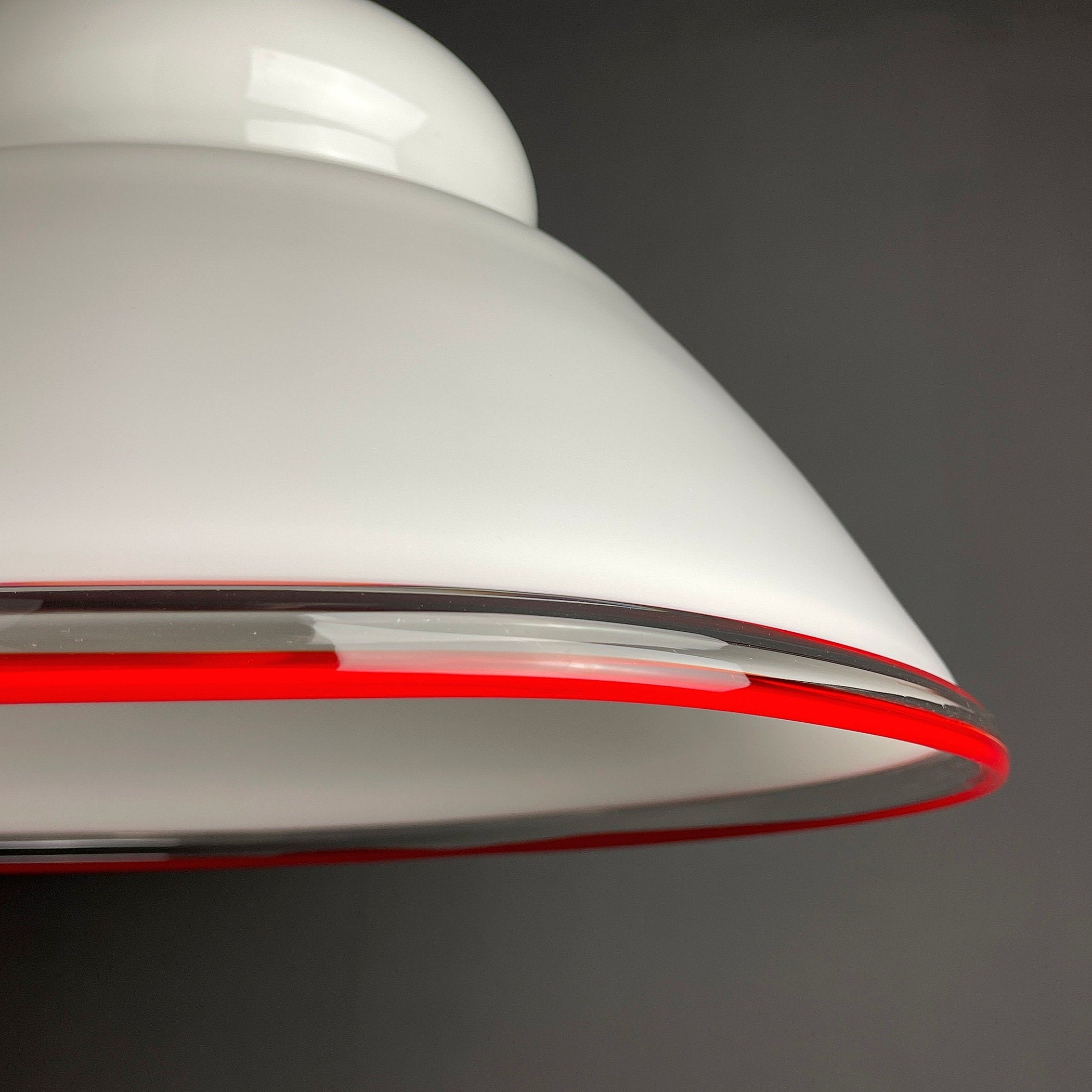White murano pendant lamp XL chandelier Italy 1970s Mid-century italian modern lighting