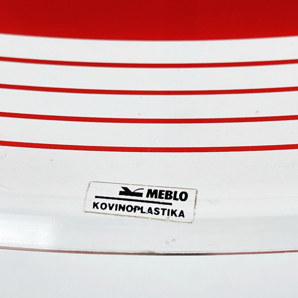 Mid-century red plastic pendant lamp Albatros Meblo Yugoslavia 1970s Space age atomic