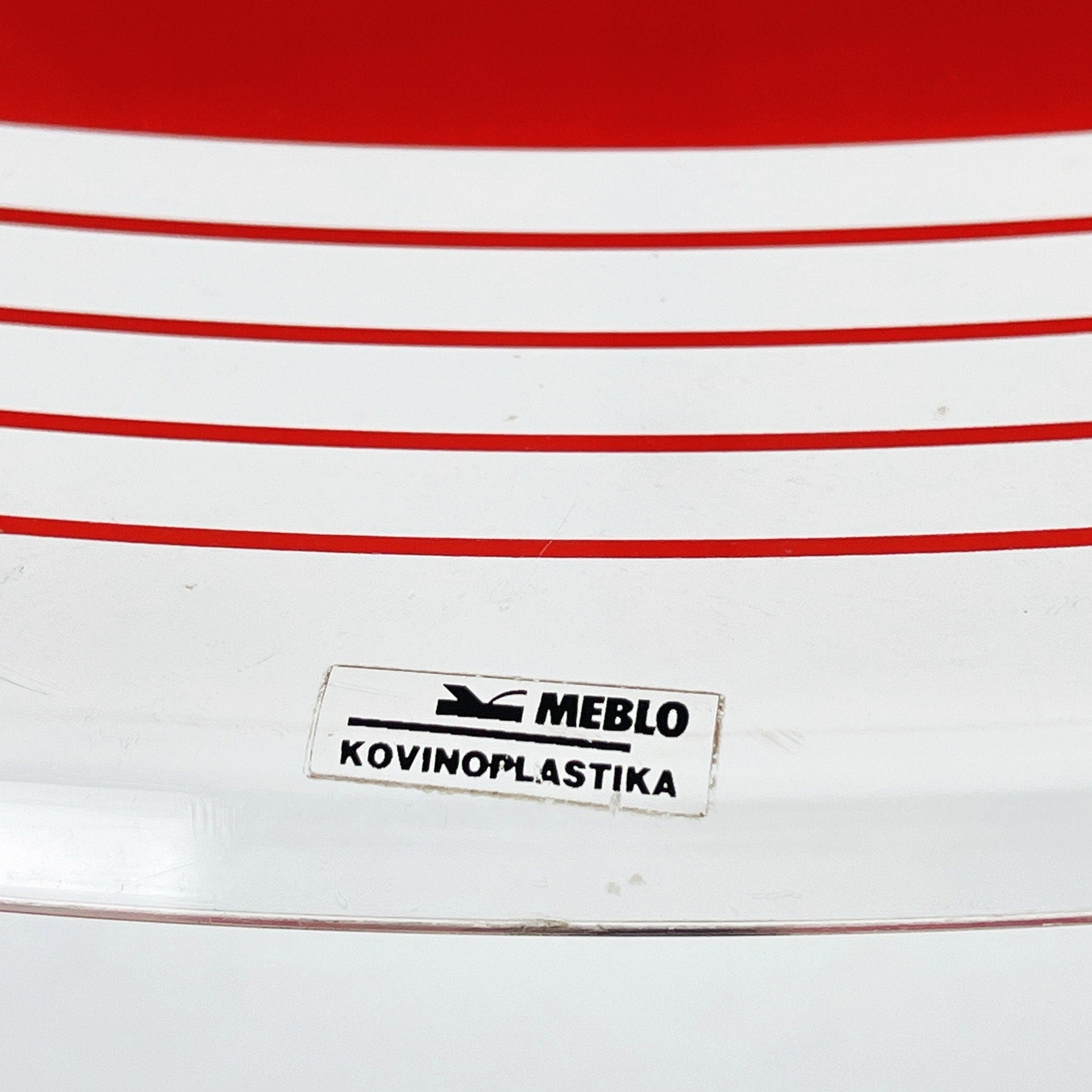 Mid-century red plastic pendant lamp Albatros Meblo Yugoslavia 1970s Space age atomic