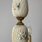 Vintage Art Nouveau Capodimonte Chandelier: Floral Porcelain Lamp, 1930s