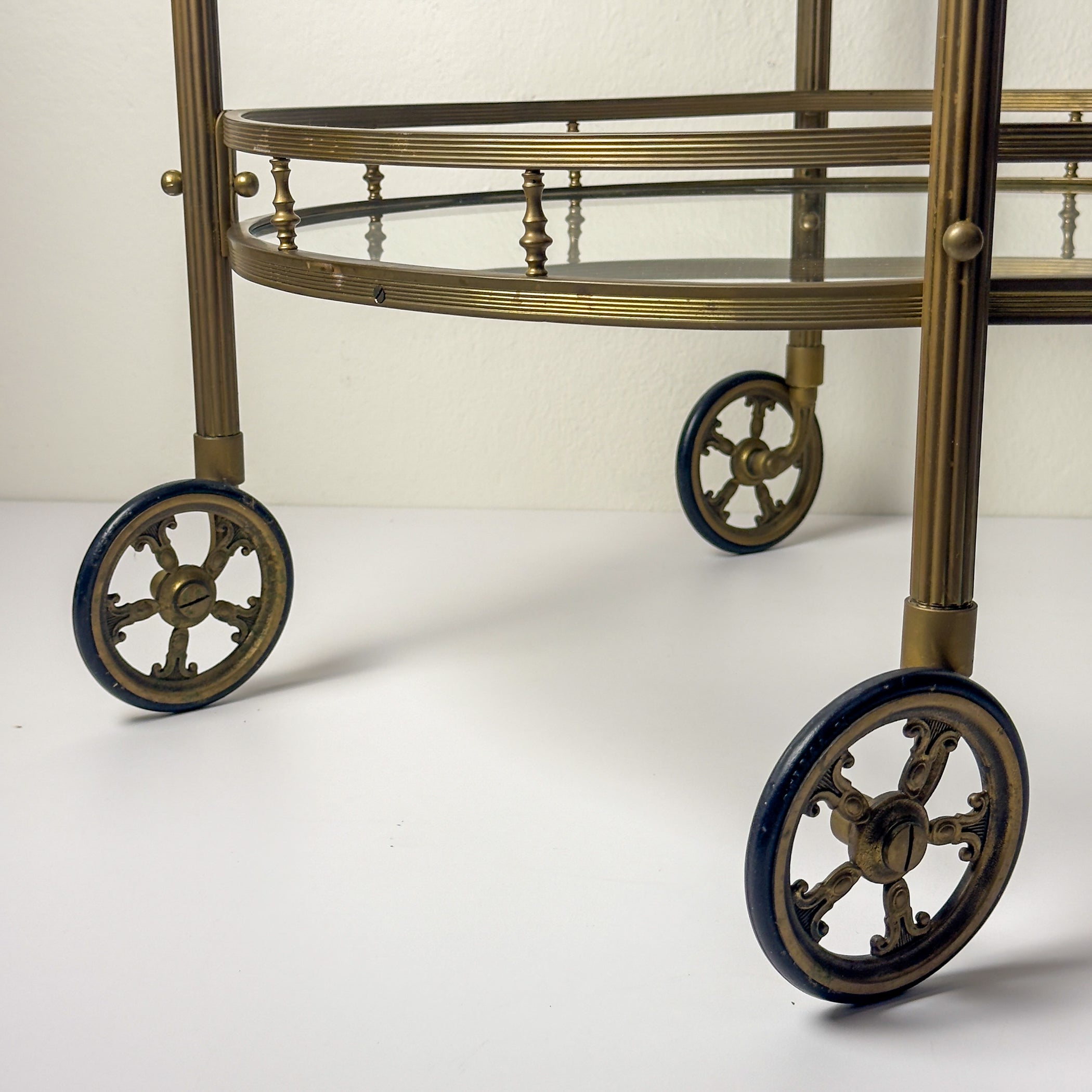 Vintage brass bar cart, France 1950s