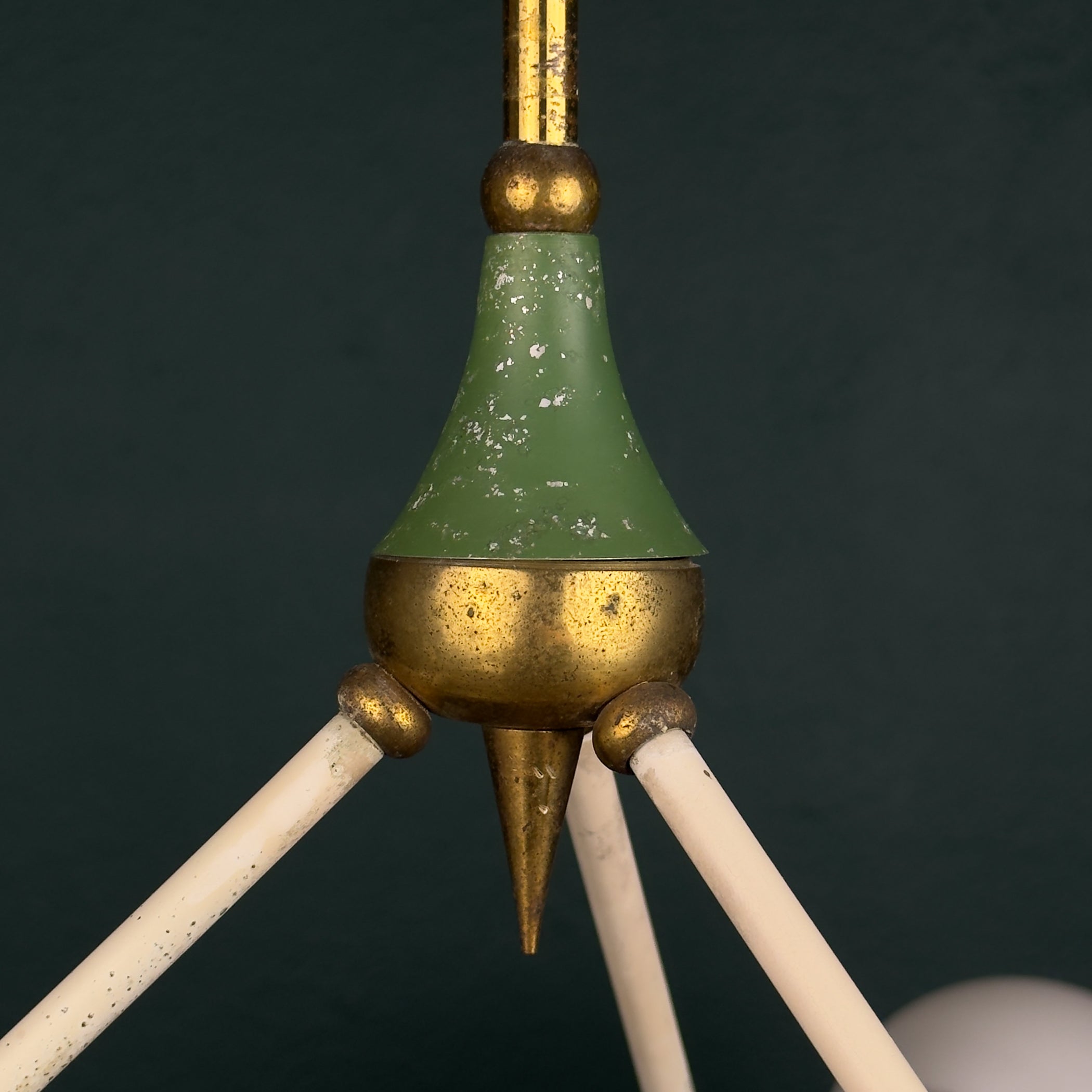 Mid-Century Stilnovo chandelier with Opaline Glass, Italy 1960s