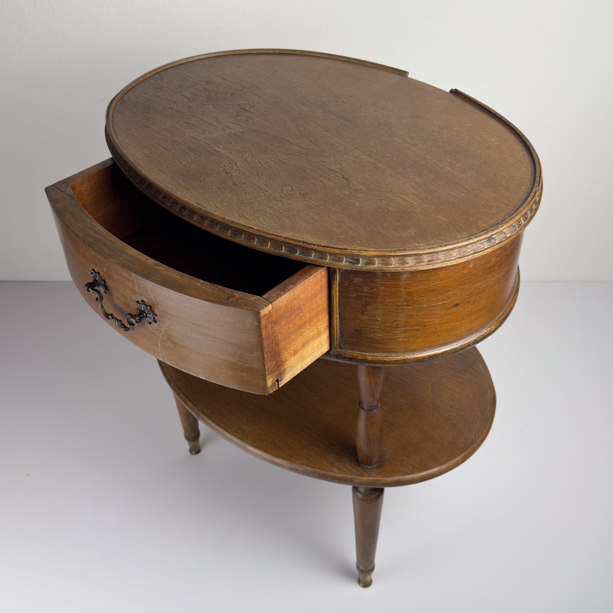 Vintage wooden nightstand Italy 1950s, mid-century wooden bedside table
