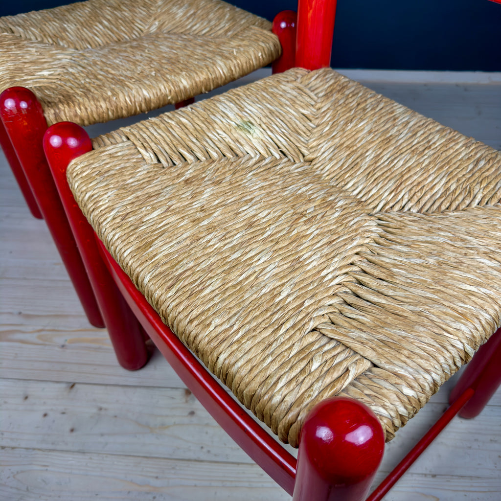 Set Of 2 Red Chairs mod. Padova By Hank Lowenstein, Italy 1970s