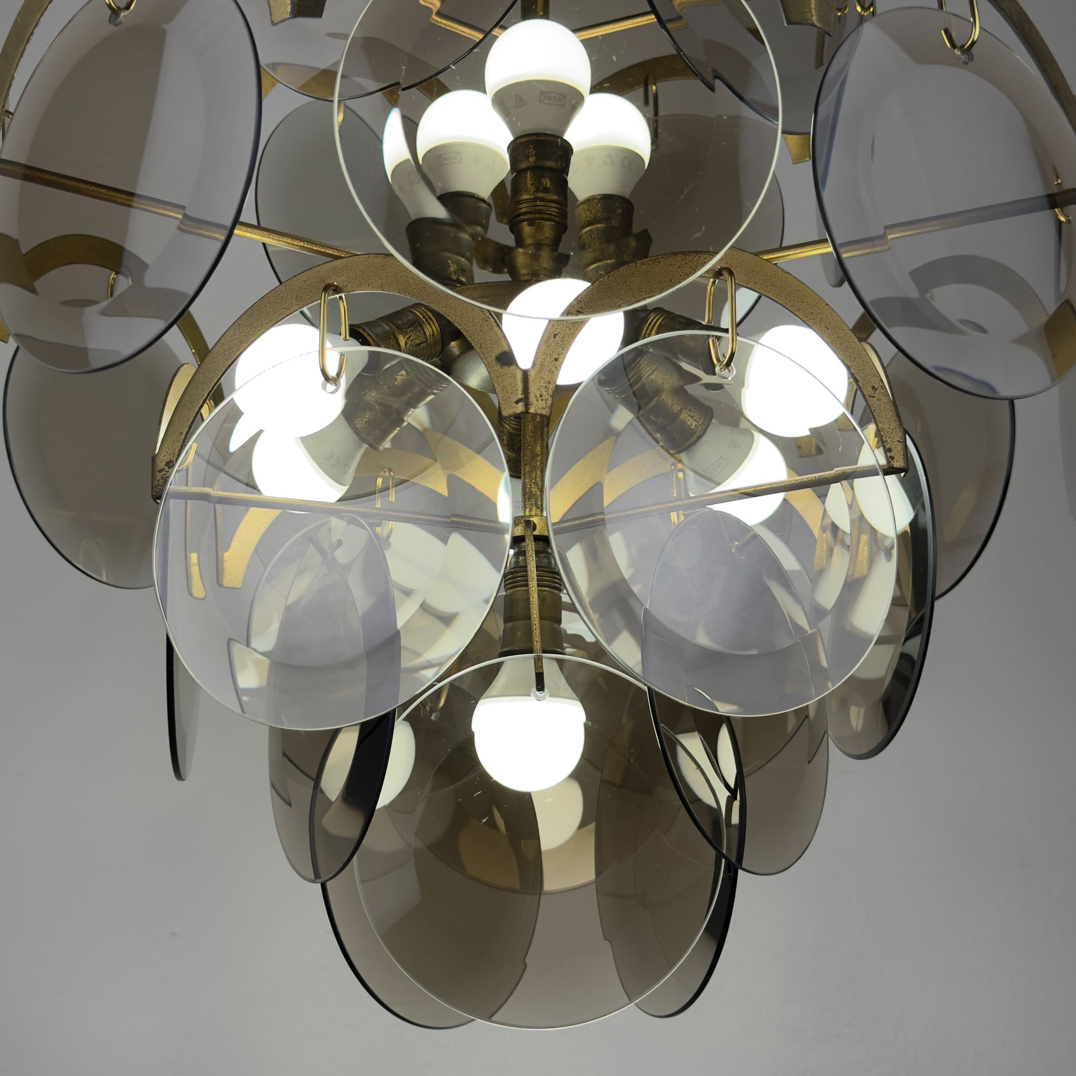 Smoked Murano chandelier by Gino Vistosi, Italy 1970s