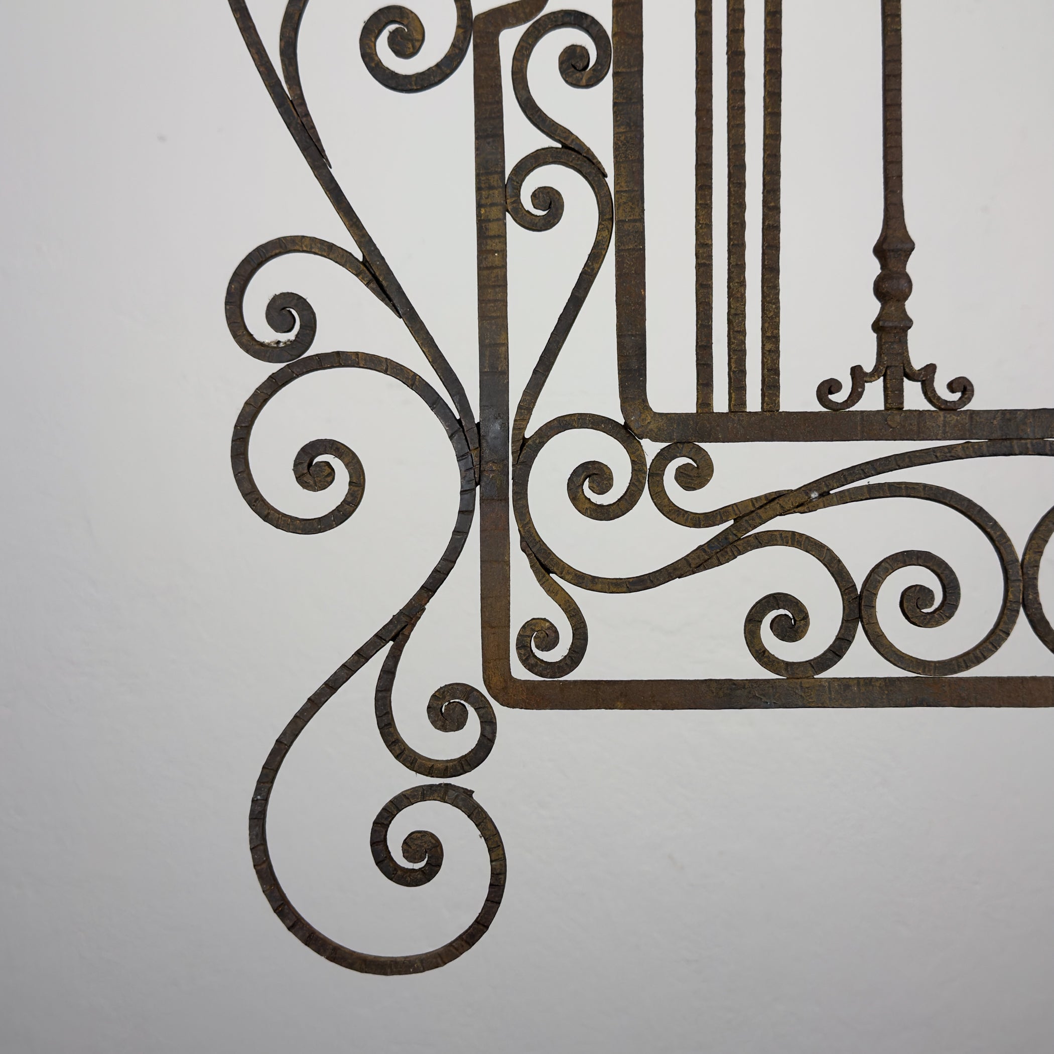 Antique wall decorative panel of wrought iron, Italy 1920s