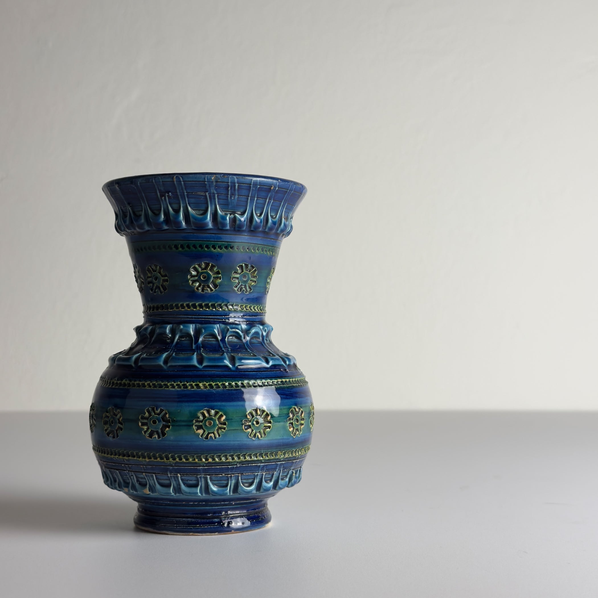 Vintage ceramic vase Rimini Blue, design Aldo Londi, Bitossi Italy 1970s