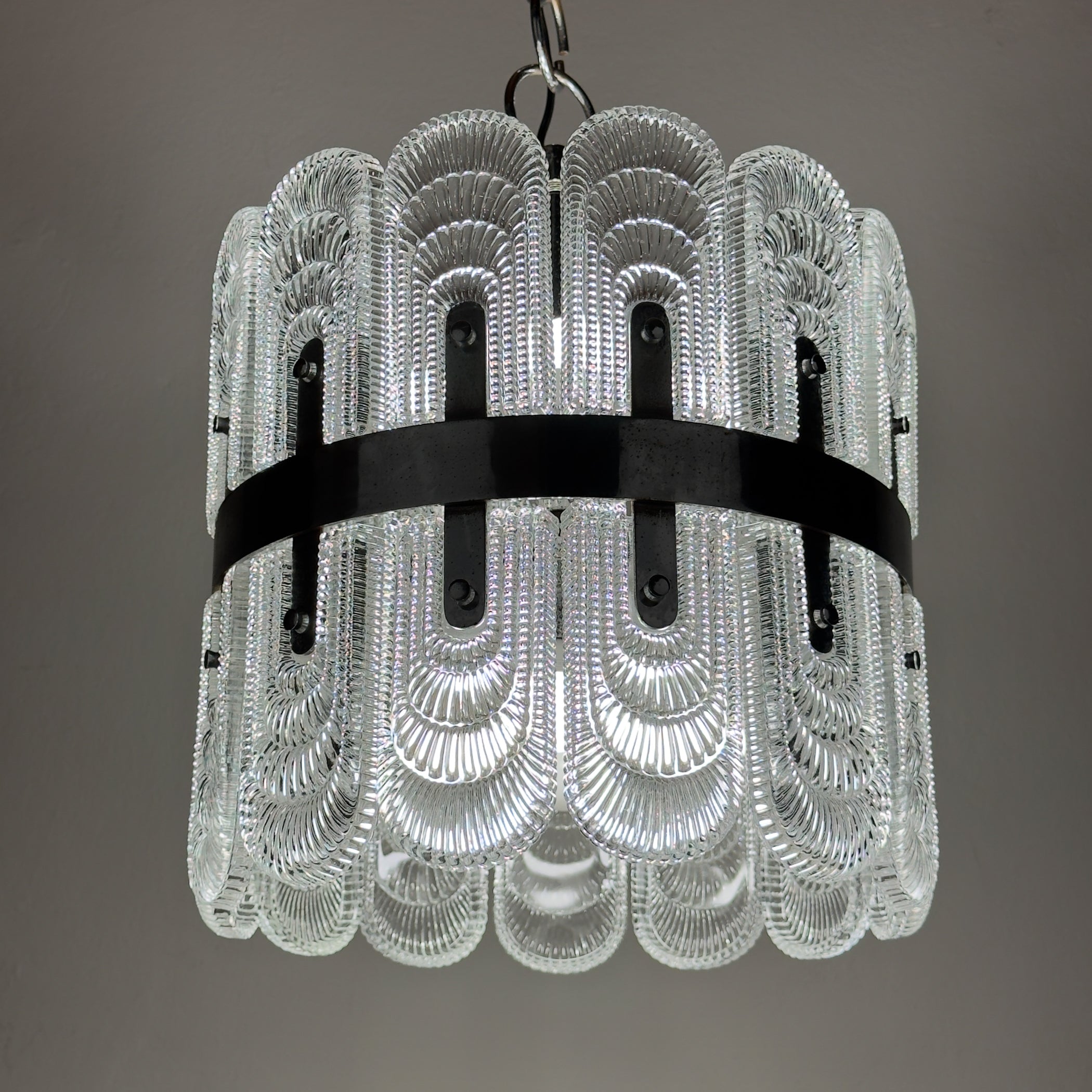 Vintage large crystal chandelier by Kaiser Leuchten, Germany 1960s