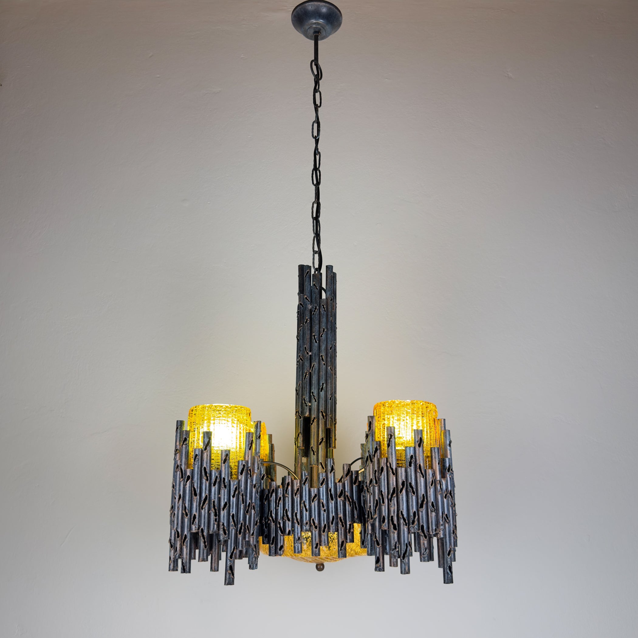 Brutalist chandelier by Marcello Fantoni, Fantoni Studio, Firenze, Italy 1960s