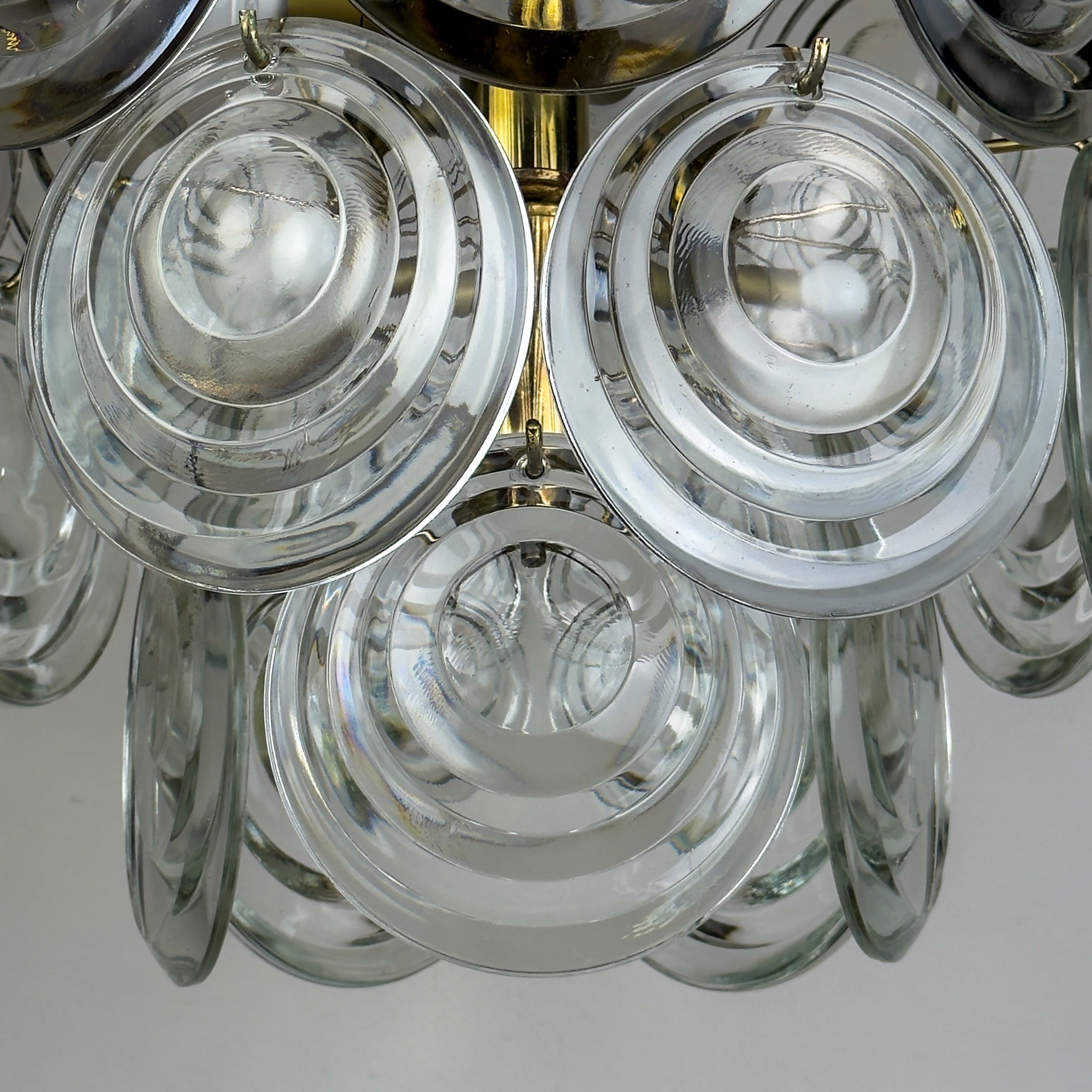 Vintage glass disc chandelier, Italy 1970s