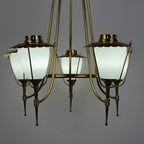 Vintage brass chandelier by Maison Arlus, Art Deco style, France 1950s