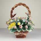 Vintage Capodimonte Ceramic Flower Basket, Italy 1960s