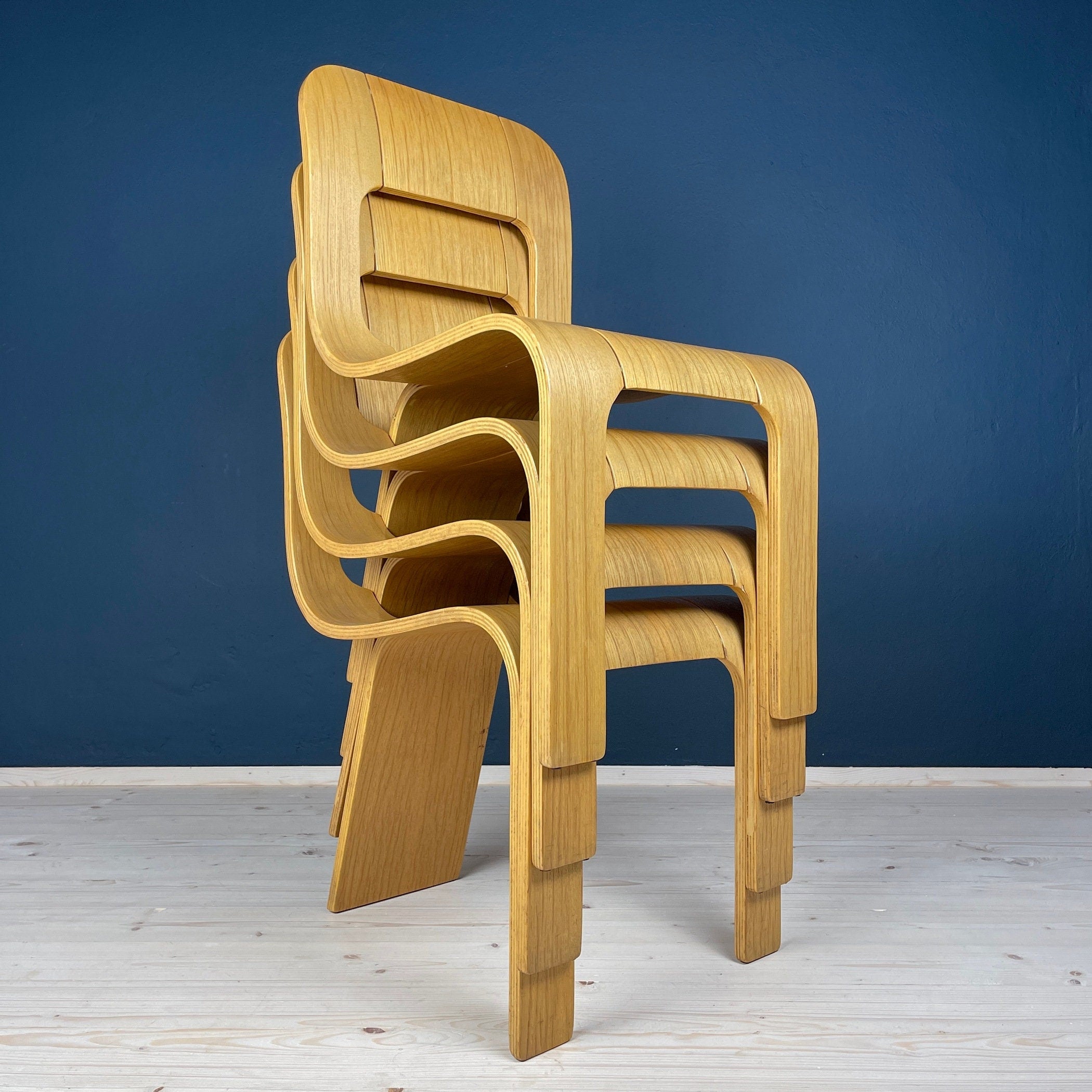 Mid-Century Plywood Dining Chairs Esse by Gigi Sabadin, Stilwood, Italy - Set of 4