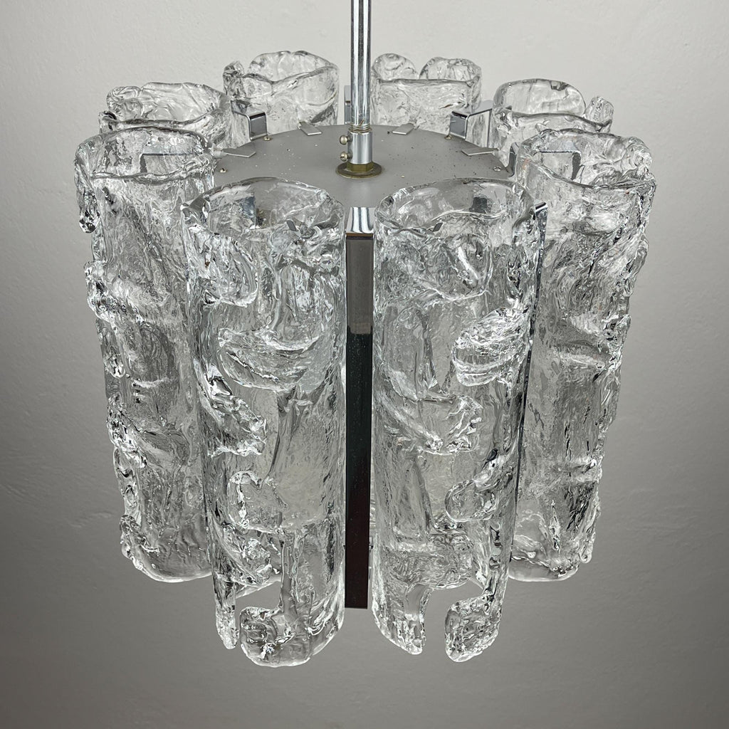 Vintage Ice Murano chandelier by AV Mazzega, Italy 1970s, Mid-century Italian lighting