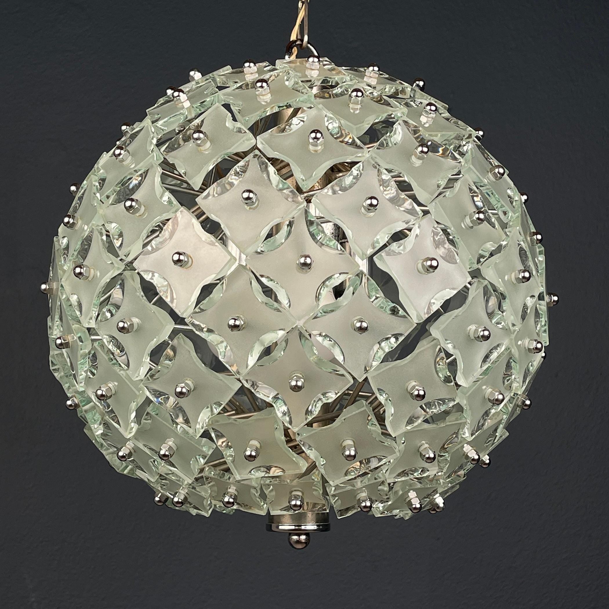 Vintage chandelier Sputnik by Fontana Arte, Italy 1960s, mid-century Italian modern