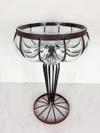 Vintage Glass Metal Vase 1970s Yugoslavia Handmade Patina Fruit Vase